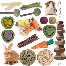 Produktbild von LuxusKollektion Kleintierkäfig Kaninchen Meerschweinchen Hamster Spielzeug 18 Stück Timothy