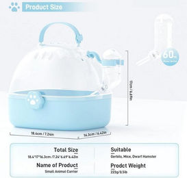Produktbild von LuxusKollektion Kleintierkäfig Transportbox Hamster mit Wasserflasche - 18,4 l