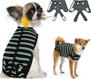 Produktbild von LuxusKollektion Schutzkragen Erholungsanzug Hund Katze Operation Anti-Lecken Schwarz Streifen S
