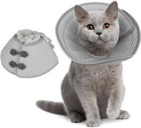 Produktbild von LuxusKollektion Schutzkragen Halskrause Katze Weich faltbar Grau M