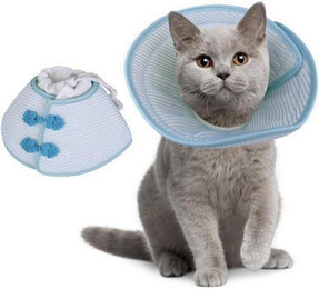 Produktbild von LuxusKollektion Schutzkragen Halskrause Katze Weich Faltbar Leichtgewicht Blau