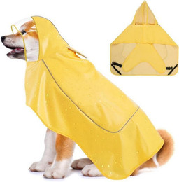 Produktbild von LuxusKollektion Schutzkragen Hunde Regenmantel Verstellbar Wasserdicht mit Kapuze Reflektorstreifen