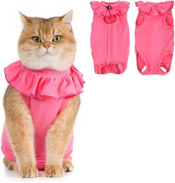 Produktbild von LuxusKollektion Schutzkragen Katzenbody Erholungsanzug Kastration OP Suit Modal Medium Rosepink