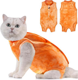 Produktbild von LuxusKollektion Schutzkragen Katzenbody Erholungsanzug Kastration Spay Suit für Katze M Orange-TD