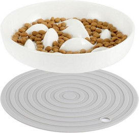 Produktbild von LuxusKollektion Schutzkragen Katzennapf Keramik Antischlingnapf Slow Feeder Weiß