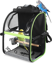 Produktbild von LuxusKollektion Schutzkragen Vogel Rucksack für Papageien mit Holzstab und Träger