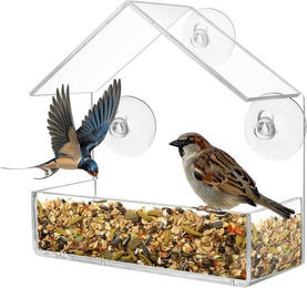 Produktbild von LuxusKollektion Transparentes Vogelfutterhaus mit Saugnäpfen