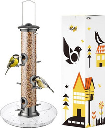 Produktbild von LuxusKollektion Vogelhaus Vogelfutterspender mit 6 Anflugplätzen Metall Schwarz 38 cm