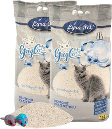Produktbild von Lyra Pet® GreyCat® Katzenstreu mit Aktivkohle und Babypuderduft - 2 x 15 l
