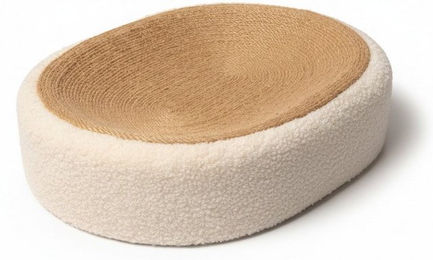 Produktbild von Lyveo Kratzbrett Katzenbett mit Sisal Kratzfläche 42x32x10cm Katzenkorb Katzenkissen, Kratzliege mit Fleece Rand und Sisaloberfläche