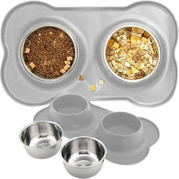 LA CUTE Doppelnapf aus Edelstahl als 2in1 Futter- und Wassernapf für Haustiere - 0,45 l – Bild 1 von 5