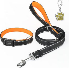 LA CUTE Hundehalsband und Leine Set reflektierend und gepolstert mit Neopren für Hunde aller Größen – Bild 1 von 5