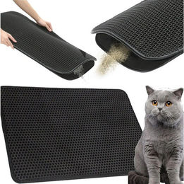 LA CUTE Katzenstreumatte XXL für Katzen in Schwarz aus Kunststoff mit rutschfester Wabenstruktur 60x45 cm – Bild 1 von 5