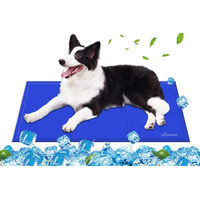 Produktbild von LA CUTE Selbstkühlende Hundematte für Hunde und Katzen mit druckaktiviertem Gel, wasserabweisend, Blau, 90x50 cm - 90 cm
