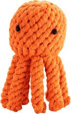 Produktbild von Laboni Hundespielzeug Thaddäus Tintenfisch aus Baumwolle orange 15 cm zur Zahnpflege
