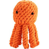 Produktbild von Laboni Hundespielzeug Thaddäus Tintenfisch aus Baumwolle orange 15 cm zur Zahnpflege