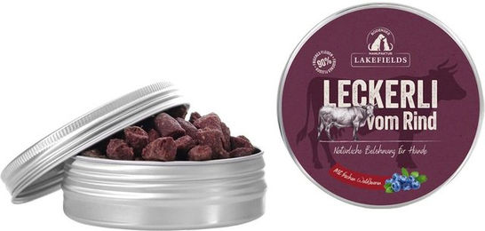 Lakefields Hund Leckerli Trockenfleisch vom Weiderind Rind getreidefrei und hypoallergen 1000g – Bild 1 von 1