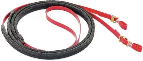 Produktbild von Lakota Biothane Zügel mit Gummi für Pferde in Rot oder Schwarz