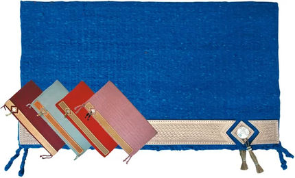 Lakota Pferdedecke aus Wolle Navajo in Beige und Blau – Bild 1 von 1