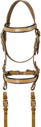 Lakota Reittrense aus Leder mit Zügel in Beige und Braun – Bild 1 von 1