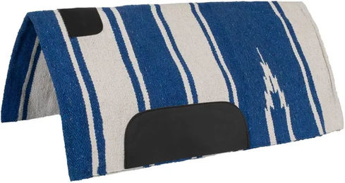 Produktbild von Lakota Sattelunterlage für Pferde mit Leder-Patch im Navajo-Design Blau