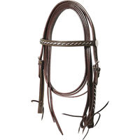 Produktbild von Lakota Western-Pferdehalfter aus Seil mit Zügeln für Ponys in Braun und Silber