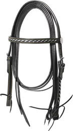 Produktbild von Lakota Western-Pferdehalfter aus Seil mit Zügeln für Ponys in Schwarz und Silber