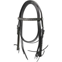 Produktbild von Lakota Western-Pferdehalfter aus Seil mit Zügeln für Ponys in Schwarz und Silber
