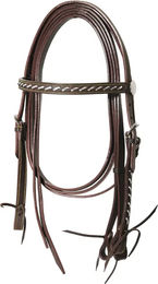 Produktbild von Lakota Western-Pferdehalfter aus Seil mit Zügeln in Braun und Silber
