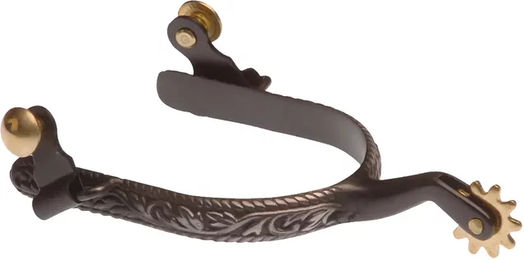 Produktbild von Lakota Westernreitsporen aus Metall mit Blumenmuster in Schwarz und Silber