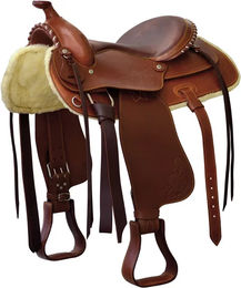 Produktbild von Lakota Westernsattel für Pferde aus Leder mit Silver Wire in Braun 16 Zoll