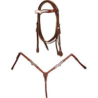 Produktbild von Lakota Westerntrense aus Leder mit Brustgeschirr und Zügel für Pferde in Braun
