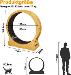 LALAHO Katzenlaufband Intelligenzspielzeug aus Holz mit 100cm Innendurchmesser für Katzen bis 12 kg – Bild 1 von 4
