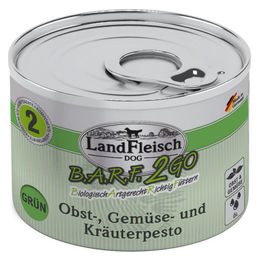 LandFleisch B.A.R.F. 2GO Obst Gemüse und Kräuterpesto Grün Paste für Adult 6 x 200 g - 6 x 200 g – Bild 1 von 2