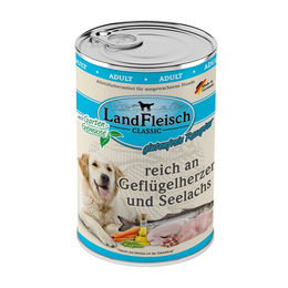 Landfleisch Bio Hundefutter Geflügelherzen und Seelachs für Adult 6x 400g glutenfrei ohne Zucker - 6 x 400 g – Bild 1 von 2