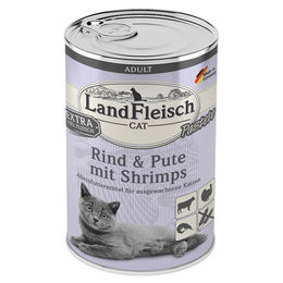 LandFleisch Cat Adult Pastete Rind Pute und Garnele 6 x 400 g - 6 x 400 g – Bild 1 von 2