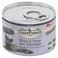 Produktbild von LandFleisch Cat Adult Pastete Rind Pute und Garnele 6x195g Dose - 6 x 195 g