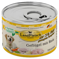 Produktbild von Landfleisch Classic Hundefutter Geflügel mit Reis Stückchen in Sauce Adult 6x 195 g - 6 x 195 g