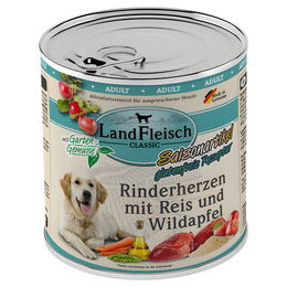 LandFleisch Classic Hundefutter Rinderherzen mit Reis, Wildapfel und Gartengemüse Stückchen in Sauce Adult Glutenfrei 6 x 800 g - 6 x 800 g – Bild 1 von 3