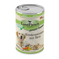 Produktbild von Landfleisch Classic Hundefutter Rinderpansen mit Reis und Gartengemüse Stückchen in Sauce, Glutenfrei und Ohne Zucker, 6 x 400 g - 6 x 400 g
