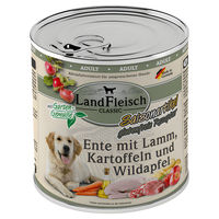 Produktbild von LandFleisch Dog Classic Hundefutter Ente mit Lamm und Wildapfel Adult Stückchen in Sauce 6x 800 g glutenfrei mit hohem Fleischanteil - 6 x 800 g
