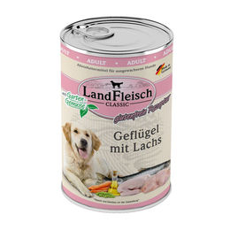 Produktbild von LandFleisch Dog Classic Hundefutter Geflügel mit Lachs Adult Glutenfrei Ohne Zucker 6x400g