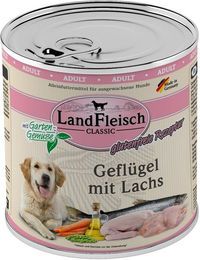 LandFleisch Dog Classic Hundefutter Geflügel mit Lachs Adult Glutenfrei Ohne Zucker 6x800g – Bild 1 von 2