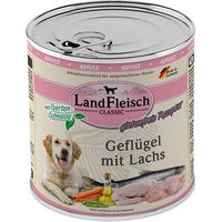 Produktbild von LandFleisch Dog Classic Hundefutter Geflügel mit Lachs Adult Glutenfrei Ohne Zucker 6x800g