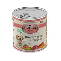Produktbild von LandFleisch Dog Classic Hundefutter Rinderherzen mit Nudeln und Gartengemüse Adult 6 x 800 g - 6 x 800 g