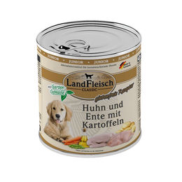 Landfleisch Dog Classic Junior Hundefutter Huhn & Ente mit Kartoffeln und Gartengemüse Stückchen in Sauce 6 x 800 g glutenfrei ohne Zucker - 6 x 800 g – Bild 1 von 4