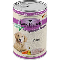 Produktbild von LandFleisch Dog Classic Junior Hundefutter Pute Stückchen in Sauce glutenfrei und ohne Zucker 6x400g