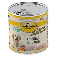 Produktbild von LandFleisch Dog Classic Nassfutter Geflügel mit Reis für erwachsene Hunde glutenfrei und ohne Zucker 6x800g