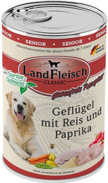LandFleisch Dog Classic Senior Hundefutter Geflügel mit Reis und Paprika glutenfrei 6x400g – Bild 1 von 2
