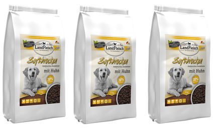 Landfleisch Dog Softbrocken Huhn Trockenfutter für erwachsene Hunde 3 x 5 kg - 3 x 5 kg – Bild 1 von 3